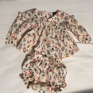 Floral-Print Long-Sleeve Ruffled Top & Bloomer Shorts Set for Baby